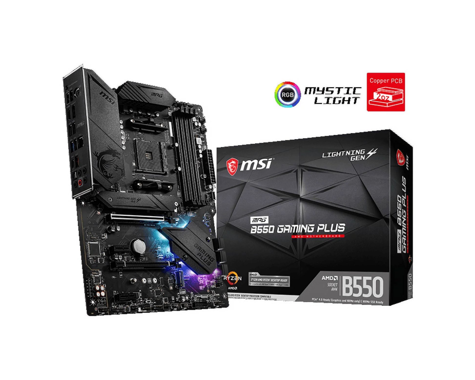 MPG B550 GAMING plus AM4 AMD B550 SATA 6Gb/S USB 3.0 ATX AMD Motherboard