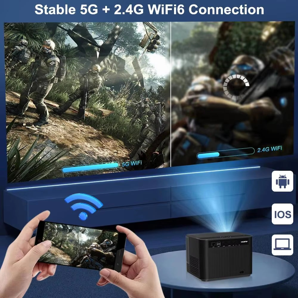 Full HD 1080P Portable Projector TDA5 Wifi Android Mini Projector IOS Mobile Phone TDA5W Beamer 4K Video Projecteur